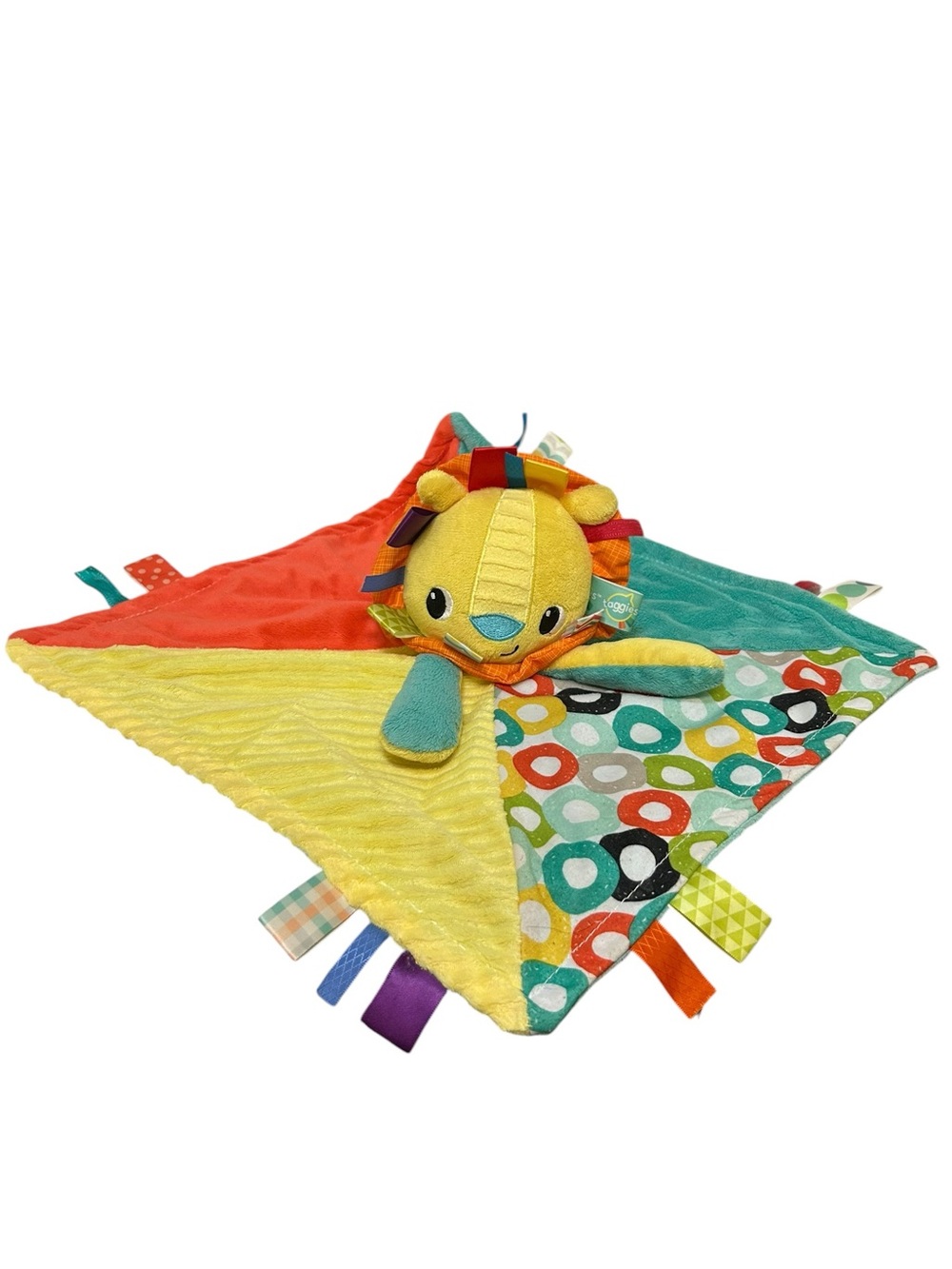 Taggies Lion Lovey Security Blanket Blankie Colorful Bright Sensory Toy